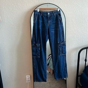 Stylish Blue Cargo Jeans for Women